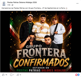 Grupo Frontera confirmado para la Feria Fiestas Patrias 2026