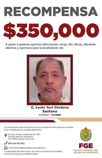 Lenin Yuri habría ayudado a su hijo para huir del estado sin enfrentar a la justicia de Veracruz; lo requiere por el delito de feminicidio / Cortesía