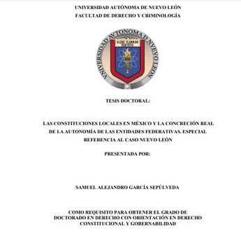 Portada de la tesis doctoral del gobernador Samuel García. | Cortesía