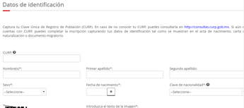 Solicitud de RFC con CURP