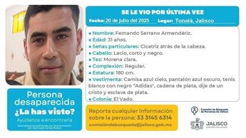 Ficha de búsqueda de Fernando Serrano | Fiscalía de Jalisco