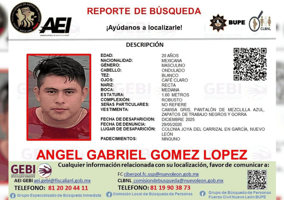 Reporte de búsqueda Ángel Gabriel Gómez /Especial.