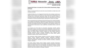 La SEP Puebla informó que no habrá clases presenciales en las escuelas de las Sierras Norte, Nororiental y Negra | SEP Puebla