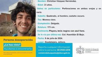 Ficha de búsqueda de Christian, joven localizado / Comisión de Búsqueda de Personas