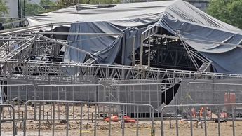 Escenario resguardado por autoridades en San Pedro. | Fabricio Gallegos