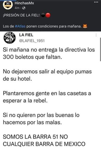 Presunta amenaza aficionados / Cortesía