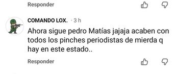 La amenaza contra Pedro Matías llegó desde una cuenta de Facebook denominada "COMANDO LOX." / Facebook