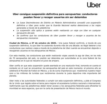 La empresa insiste en que sancionar o detener a sus conductores por recoger o dejar pasajeros en las aeropuertos es ilegal. | Uber