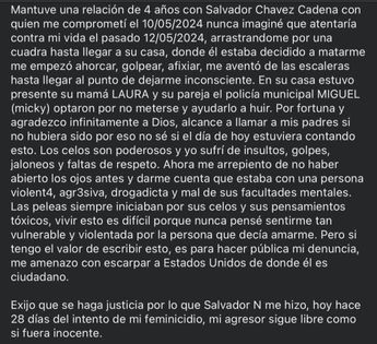La mujer describió una relación de cuatro años marcada por insultos, celos y agresiones físicas.