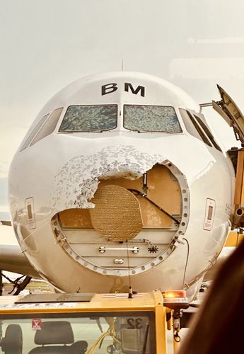 Así quedó la trompa del avión / X @aviationbrk