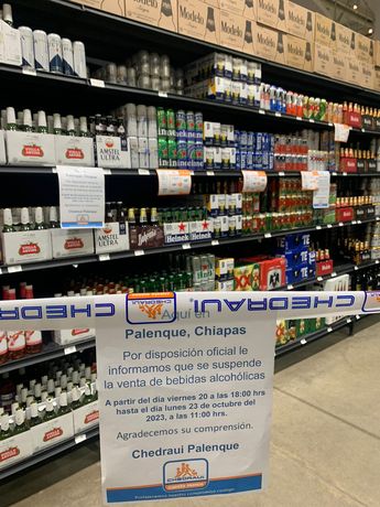 Aplican Ley Seca en supermercados de Palenque, Chiapas. | Pedro Domínguez