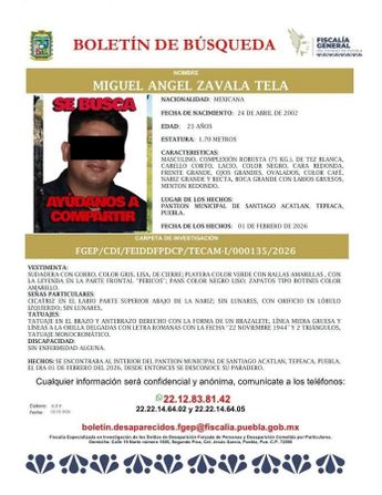 La ficha de búsqueda para localizar a Miguel Ángel se emitió apenas unas horas antes de ser hallado sin vida / Especial