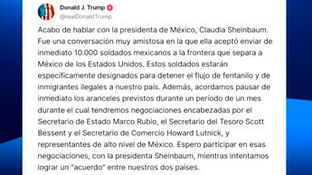 Donald Trump confirma acuerdo con Claudia Sheinbaum; pausará aranceles contra México por un mes