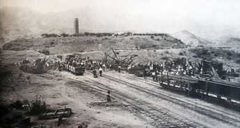 Escena del accidente del 7 de noviembre de 1907 en Sonora. | Phelps Dodge Collection
