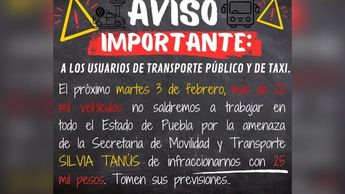 La UTEP mantendrá sin servicio 20 mil unidades en rechazo a la revista vehicular | Especial