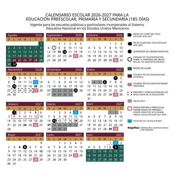 Calendario escolar de la SEP 2026-2027 de educación básica
